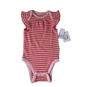 BabyGap first favorites pink with red stripes bodysuit tag size 6-12 months NWT